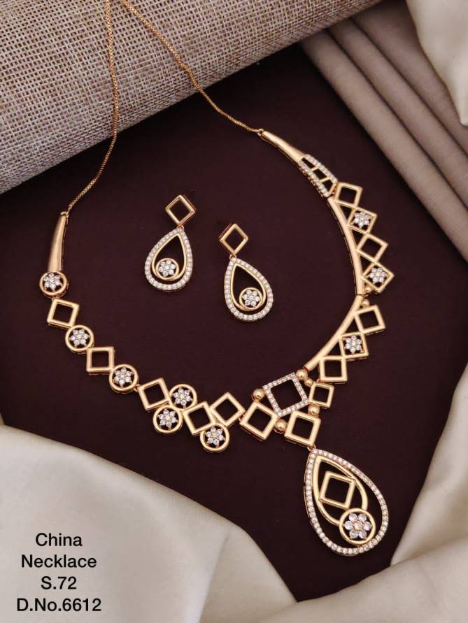 China Silver And Rose Golden Necklace Set Wholesale Price In Surat
